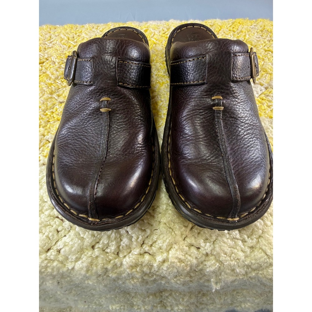 Born Womens Leather‎ Clogs Mules Dark Brown Buckle Slip On Shoes W61617 Size 6 - Picture 4 of 16